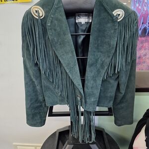 Scully Suede Green Fringe Women's Blazer